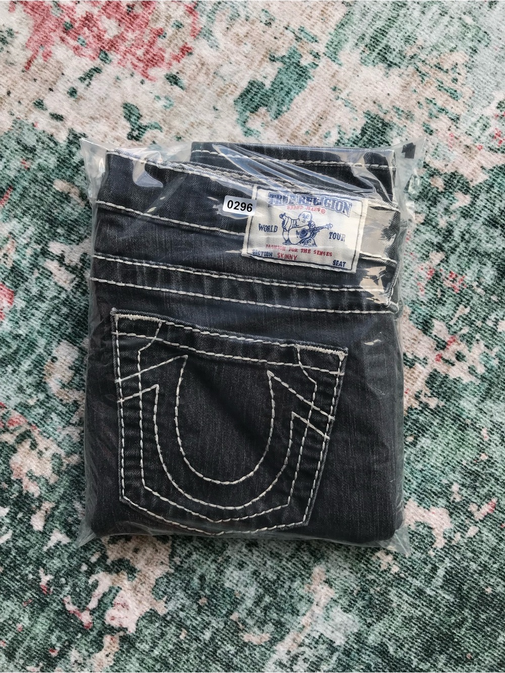 True Religion Women's Charcoal Skinny Jeans with Contrast Stitching